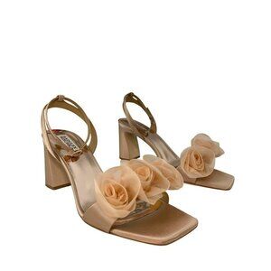 New Badgley Mischka $235 Carli Rosette Sandal Heel Shoes Sz 9.5